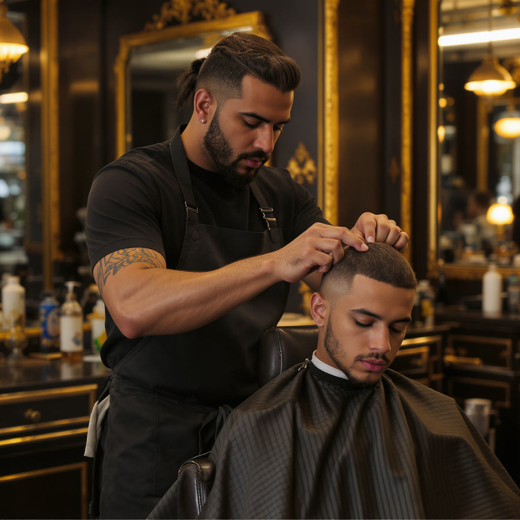 Barbero trabajando